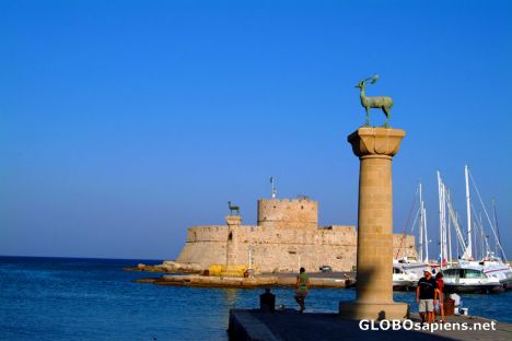 Postcard Rhodos Port Entry