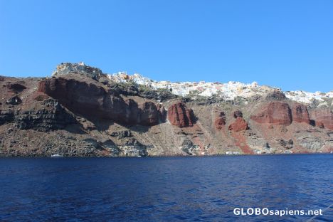 Postcard Santorini seen from the yacht