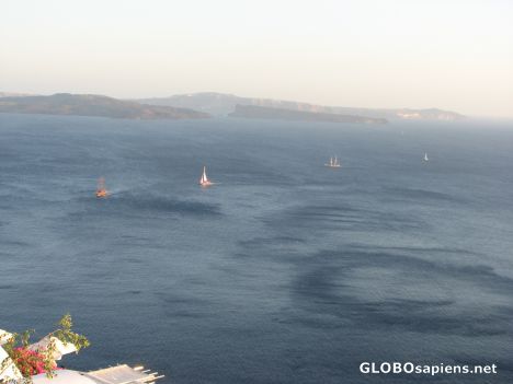 Postcard Sailboats on the Caldera