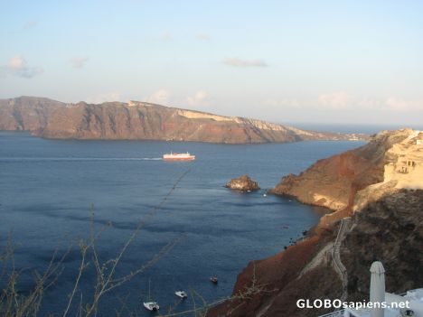 Postcard Ferry on the Caldera