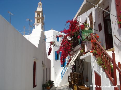 Postcard Side street in Mykonos Town