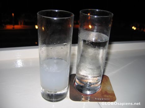 Postcard Ouzo and water
