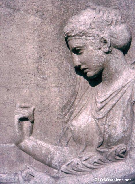 Postcard Athen, Relief on a tomb