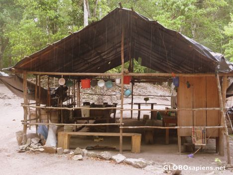 Postcard Nakbe's communal kitchen in the pouring rain