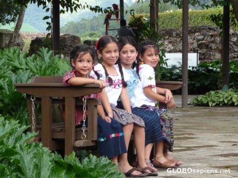 Postcard Pretty girls in the garden