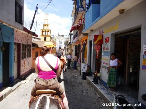 Postcard Riding through San Pedro Village