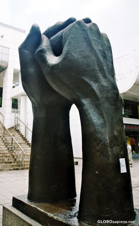 Postcard Statue in Hong Kong street