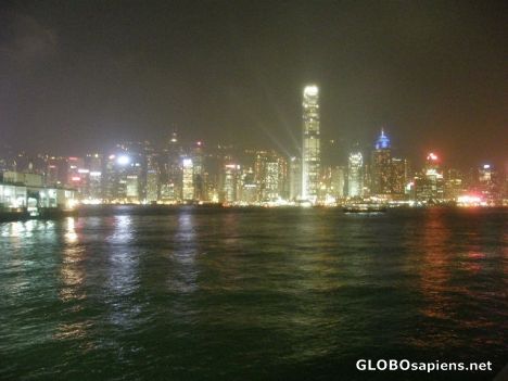 Postcard HK Victoria harbour by night