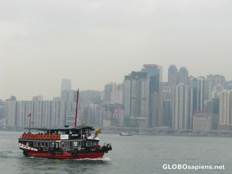 Postcard a ferry from Kowloon to Hong Hong