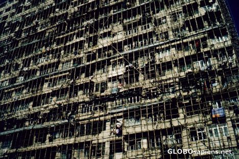 Postcard Honkong - builds with modern technology