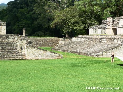 Postcard Mayan Ballcourt from down low