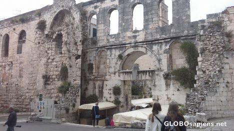 Postcard Roman ruins in Split