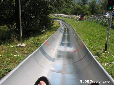 Postcard Racing down the track