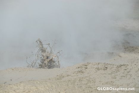 Postcard Hot mud pole