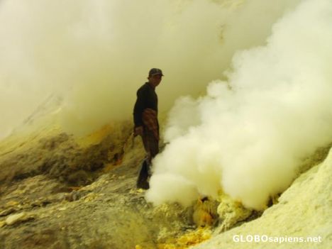 Postcard Inside Kawah Ijen volcano crater