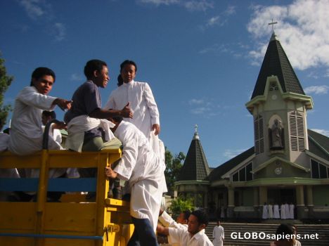 Postcard white robes of ledalero
