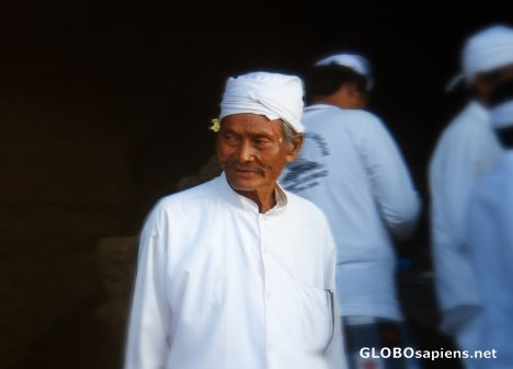 Postcard caretaker at Tanah Lot