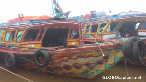Barges near Ampera Bridge