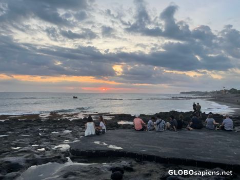 Postcard Volcanic beach in Pererenan in Bali.