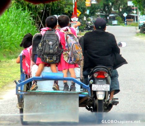 Postcard By rickshaw to the school...
