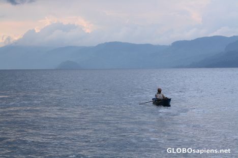 Postcard Lonely fisherman