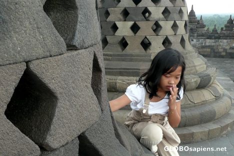 Postcard Playing on the stupas.