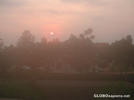 Postcard Misty Sunrise on Bintan Island, Indonesia