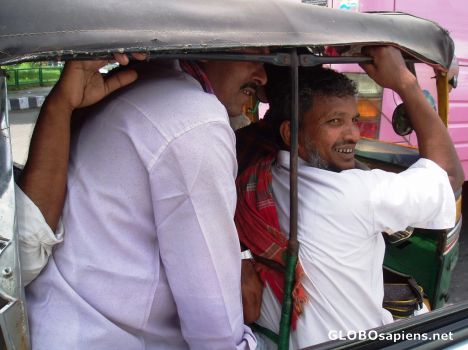 Postcard Car Pooling - 6 in a Auto Rickshaw!