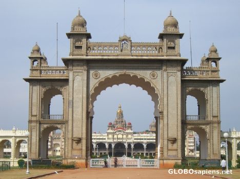 Postcard Mysore palace - view from one of the gates