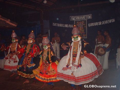 Postcard Begining of Krishnanattam Dance Drama - action