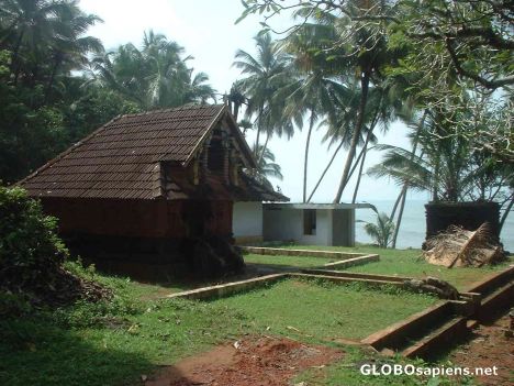 Postcard A temple by the sea, near Kozhikode