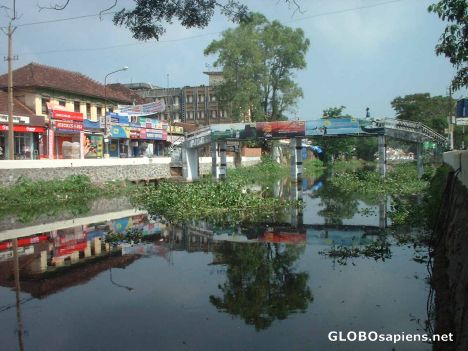 Postcard Cannals of Alappuzha, central Kerala, India.