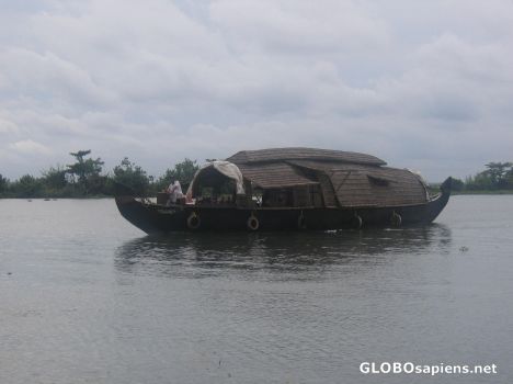 Postcard Lake, boat, house and life = houseboat