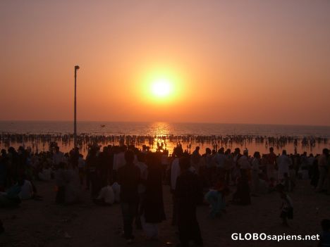 Juhu chowpatty beach at sunset