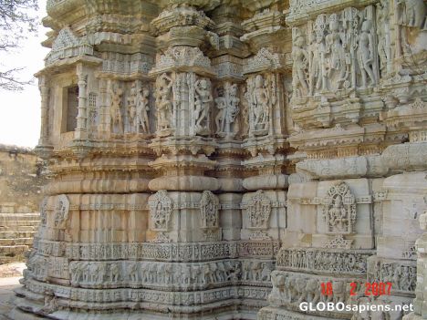 Postcard Intricate carving on temple walls
