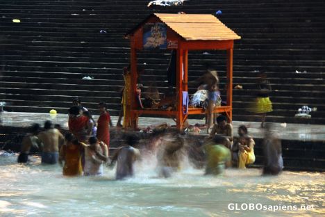 Postcard taking a bath in the holy river