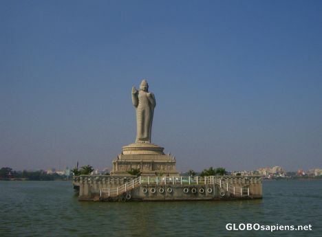 Postcard Buddha at hussain sagar