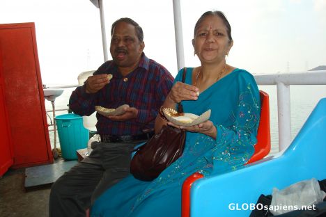 Postcard In the boat on cruise to papikondalu