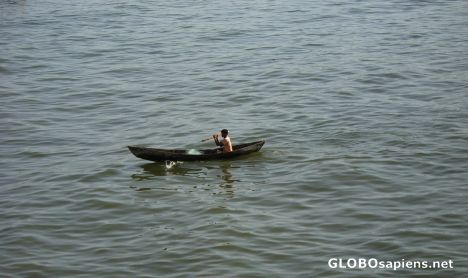 Postcard Rowing alone