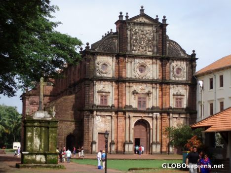 Postcard Basilica of Bom Jesus at Goa velha, India