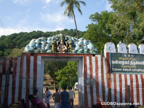 Postcard Azhagar temple - from the entrance to the premises