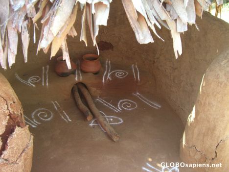 Postcard Cooking place/kitchen in Indian coastal mud homes