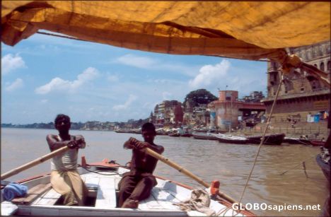 Postcard varanasi boatmen