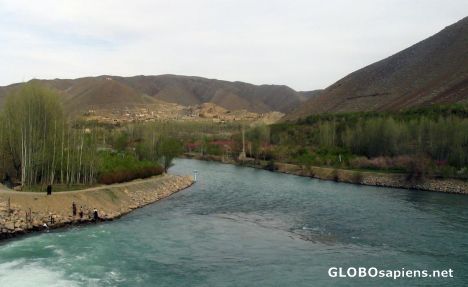 Postcard a village near zaiand-e-rood river