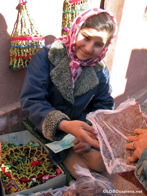Postcard cute junk food seller
