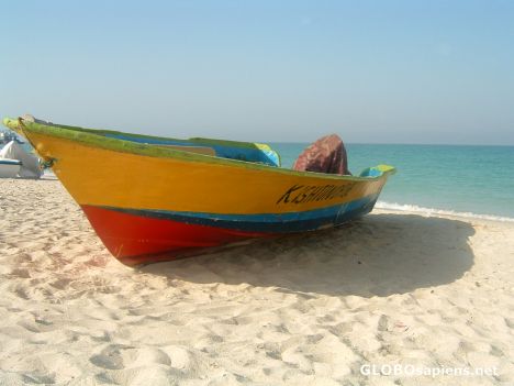 Diving boat on the beach