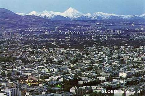 Postcard damavand is seen from Tehran,(Iran)