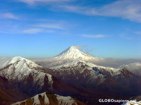 Postcard damavand mount seen from above touchal mount