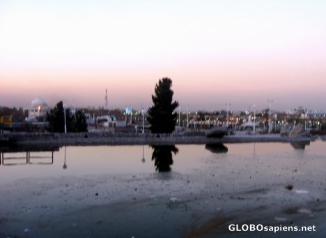 Postcard the pool and the mosque in 