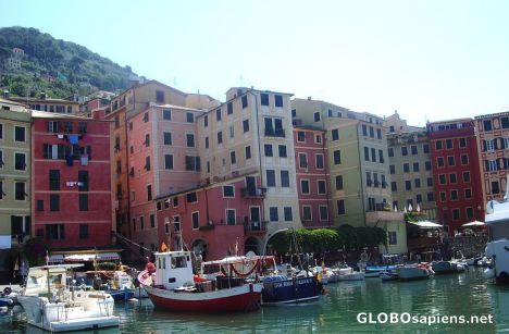Postcard Colourful buildings in Camogli
